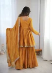 DESIGNER MAL CHANDERI REAL MIRROR WITH HANDWORK TOP SHARARA WITH DUPATTA FESTIVE WEAR WHOLESALE PRICE ETHNIC GARMENT (22)