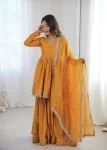 DESIGNER MAL CHANDERI REAL MIRROR WITH HANDWORK TOP SHARARA WITH DUPATTA FESTIVE WEAR WHOLESALE PRICE ETHNIC GARMENT (22)
