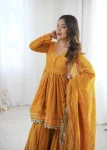 DESIGNER MAL CHANDERI REAL MIRROR WITH HANDWORK TOP SHARARA WITH DUPATTA FESTIVE WEAR WHOLESALE PRICE ETHNIC GARMENT (22)