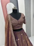 DESIGNER MOSS EMBROIDERY BEADS & SEQUENCE WORK LEHENGA CHOLI WITH DUPATTA WEDDING WEAR WHOLESALE PRICE ETHNIC GARMENT (11)