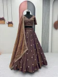 DESIGNER MOSS EMBROIDERY BEADS & SEQUENCE WORK LEHENGA CHOLI WITH DUPATTA WEDDING WEAR WHOLESALE PRICE ETHNIC GARMENT (11)