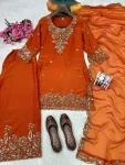 DESIGNER MOSS SILK SEQUENCE & ZARI THREAD EMBROIDERY WORK TOP PALAZZO WITH DUPATTA FESTIVE WEAR WHOLESALE PRICE ETHNIC GARMENT (4)