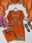 DESIGNER MOSS SILK SEQUENCE & ZARI THREAD EMBROIDERY WORK TOP PALAZZO WITH DUPATTA FESTIVE WEAR WHOLESALE PRICE ETHNIC GARMENT (4)