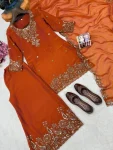 DESIGNER MOSS SILK SEQUENCE & ZARI THREAD EMBROIDERY WORK TOP PALAZZO WITH DUPATTA FESTIVE WEAR WHOLESALE PRICE ETHNIC GARMENT (4)