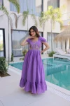 DESIGNER MUL CHANDERI BEADS EMBROIDERY WORK GOWN FESTIVE WEAR WHOLESALE PRICE ETHNIC GARMENT (17)