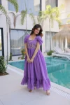 DESIGNER MUL CHANDERI BEADS EMBROIDERY WORK GOWN FESTIVE WEAR WHOLESALE PRICE ETHNIC GARMENT (17)