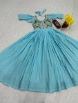 DESIGNER MUL COTTON EMBROIDERY THREAD & HAND MIRROR WORK GOWN FESTIVE WEAR WHOLESALE PRICE ETHNIC GARMENT (2)