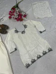 DESIGNER NATURAL CREPE EMBROIDERY AND MOTI WORK TOP PATIYALA WITH DUPATTA FESTIVE WEAR WHOLESALE PRICE ETHNIC GARMENT (2)