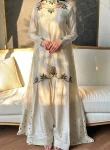DESIGNER NATURAL CREPE EMBROIDERY AND MOTI WORK TOP PATIYALA WITH DUPATTA OFF WHITE