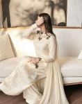 DESIGNER NATURAL CREPE EMBROIDERY AND MOTI WORK TOP PATIYALA WITH DUPATTA FESTIVE WEAR WHOLESALE PRICE ETHNIC GARMENT (2)