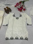 DESIGNER NATURAL CREPE EMBROIDERY AND MOTI WORK TOP PATIYALA WITH DUPATTA FESTIVE WEAR WHOLESALE PRICE ETHNIC GARMENT (2)