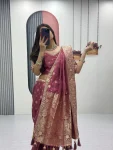 DESIGNER PURE SILK JACQUARD WORK SAREE WITH UNSTITCHED BLOUSE WEDDING WEAR WHOLESALE PRICE ETHNIC GARMENT (12)