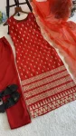 DESIGNER ROAN GLASS SATIN GOLDEN CODING & ZARI SEQUENCE WORK TOP BOTTOM WITH DUPATTA FESTIVE WEAR WHOLESALE PRICE ETHNIC GARMENT (4)