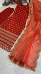 DESIGNER ROAN GLASS SATIN GOLDEN CODING & ZARI SEQUENCE WORK TOP BOTTOM WITH DUPATTA FESTIVE WEAR WHOLESALE PRICE ETHNIC GARMENT (4)