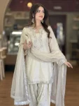 DESIGNER ROMAN GLASS SILK EMBROIDERY 3 MM SEQUENCE WORK WITH RIVET MOTI WORK TOP PATIYALA WITH DUPATTA FESTIVE WEAR WHOLESALE PRICE ETHNIC GARMENT (2)