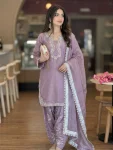 DESIGNER ROMAN GLASS SILK EMBROIDERY 3 MM SEQUENCE WORK WITH RIVET MOTI WORK TOP PATIYALA WITH DUPATTA FESTIVE WEAR WHOLESALE PRICE ETHNIC GARMENT (8)