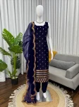 DESIGNER ROMAN GLASS THREAD & SEQUENCE WORK TOP BOTTOM WITH DUPATTA FESTIVE WEAR WHOLESALE PRICE ETHNIC GARMENT (24)