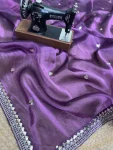 DESIGNER SATIN SILK SEQUENCE EMBROIDERY WORK SAREE WITH UNSTITCHED BLOUSE PARTY WEAR WHOLESALE PRICE ETHNIC GARMENT (6)