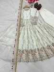 DESIGNER SHEESHA SILK EMBROIDERY SEQUENCE WITH VAL PIPE SWAROVSKI WORK GOWN BOTTOM WITH DUPATTA FESTIVE WEAR WHOLESALE PRICE ETHNIC GARMENT (3)