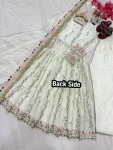 DESIGNER SHEESHA SILK EMBROIDERY SEQUENCE WITH VAL PIPE SWAROVSKI WORK GOWN BOTTOM WITH DUPATTA FESTIVE WEAR WHOLESALE PRICE ETHNIC GARMENT (3)