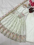 DESIGNER SHEESHA SILK EMBROIDERY SEQUENCE WITH VAL PIPE SWAROVSKI WORK GOWN BOTTOM WITH DUPATTA FESTIVE WEAR WHOLESALE PRICE ETHNIC GARMENT (3)