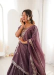 DESIGNER SHIMMER SILK THREAD WITH SEQUENCE WORK LEHENGA CHOLI WITH DUPATTA WEDDING WEAR WHOLESALE PRICE ETHNIC GARMENT (1)
