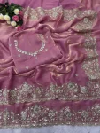 DESIGNER SPACE SILK SEQUENCE AND ZARI EMBROIDERY WITH CODING WORK SAREE WITH UNSTITCHED BLOUSE WEDDING WEAR WHOLESALE PRICE ETHNIC GARMENT (8)