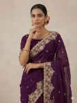 DESIGNER SPACE SILK SEQUENCE AND ZARI EMBROIDERY WITH CODING WORK SAREE WITH UNSTITCHED BLOUSE WEDDING WEAR WHOLESALE PRICE ETHNIC GARMENT (17)