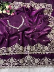DESIGNER SPACE SILK SEQUENCE AND ZARI EMBROIDERY WITH CODING WORK SAREE WITH UNSTITCHED BLOUSE WEDDING WEAR WHOLESALE PRICE ETHNIC GARMENT (17)