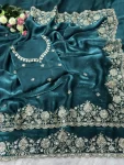 DESIGNER SPACE SILK SEQUENCE AND ZARI EMBROIDERY WITH CODING WORK SAREE WITH UNSTITCHED BLOUSE WEDDING WEAR WHOLESALE PRICE ETHNIC GARMENT (20)