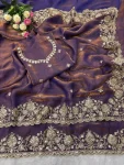 DESIGNER SPACE SILK SEQUENCE AND ZARI EMBROIDERY WITH CODING WORK SAREE WITH UNSTITCHED BLOUSE WEDDING WEAR WHOLESALE PRICE ETHNIC GARMENT (5)