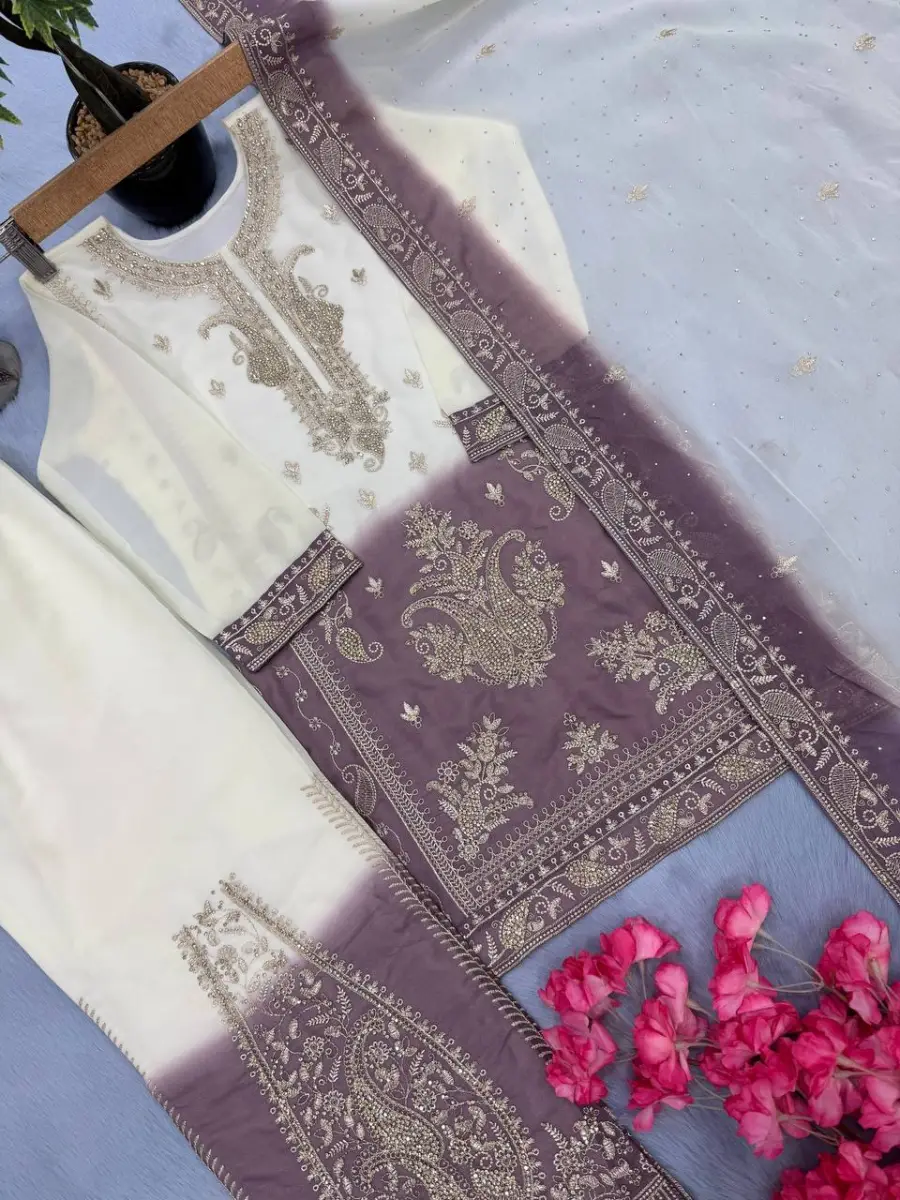 DESIGNER STAR GEORGETTE EMBROIDERY WORK WITH JARKHAN DIAMOND WORK KID'S TOP PALAZZO WITH DUPATTA FESTIVE WEAR WHOLESALE PRICE ETHNIC GARMENT (7)