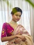 DESIGNER TABBY FLOWER PRINT WITH FLOWER CUT DANA HANDWORK SAREE WITH UNSTITCHED BLOUSE PARTY WEAR WHOLESALE PRICE ETHNIC GARMENT (3)