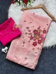 DESIGNER TABBY FLOWER PRINT WITH FLOWER CUT DANA HANDWORK SAREE WITH UNSTITCHED BLOUSE PARTY WEAR WHOLESALE PRICE ETHNIC GARMENT (3)
