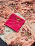 DESIGNER TABBY FLOWER PRINT WITH FLOWER CUT DANA HANDWORK SAREE WITH UNSTITCHED BLOUSE PARTY WEAR WHOLESALE PRICE ETHNIC GARMENT (3)