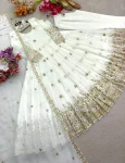 DESIGNER VICHITRA SILK EMBROIDERY 5 MM SEQUENCE WORK GOWN BOTTOM WITH DUPATTA FESTIVE WEAR WHOLESALE PRICE ETHNIC GARMENT (2)