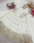 DESIGNER VICHITRA SILK EMBROIDERY 5 MM SEQUENCE WORK GOWN BOTTOM WITH DUPATTA FESTIVE WEAR WHOLESALE PRICE ETHNIC GARMENT (2)