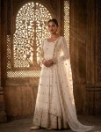 DESIGNER VICHITRA SILK EMBROIDERY 5 MM SEQUENCE WORK GOWN BOTTOM WITH DUPATTA FESTIVE WEAR WHOLESALE PRICE ETHNIC GARMENT (2)