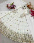 DESIGNER VICHITRA SILK EMBROIDERY 5 MM SEQUENCE WORK GOWN BOTTOM WITH DUPATTA FESTIVE WEAR WHOLESALE PRICE ETHNIC GARMENT (2)
