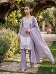 FANCY AIR TEX CHINON SEQUENCE EMBROIDERY WORK TOP BOTTOM WITH DUPATTA LAVENDER