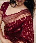 FANCY BANARASI SILK WEAVING WORK SAREE WITH UNSTITCHED BLOUSE FESTIVE WEAR WHOLESALE PRICE ETHNIC GARMENT (4)
