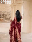 FANCY BANARASI SILK WEAVING WORK SAREE WITH UNSTITCHED BLOUSE FESTIVE WEAR WHOLESALE PRICE ETHNIC GARMENT (4)