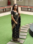 FANCY BANARASI SILK WEAVING WORK SAREE WITH UNSTITCHED BLOUSE FESTIVE WEAR WHOLESALE PRICE ETHNIC GARMENT (1)