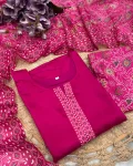 FANCY CHANDERI PRINT WORK TOP BOTTOM WITH DUPATTA FESTIVE WEAR WHOLESALE PRICE ETHNIC GARMENT (2)