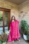 FANCY CHANDERI PRINT WORK TOP BOTTOM WITH DUPATTA FESTIVE WEAR WHOLESALE PRICE ETHNIC GARMENT (2)