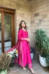 FANCY CHANDERI PRINT WORK TOP BOTTOM WITH DUPATTA FESTIVE WEAR WHOLESALE PRICE ETHNIC GARMENT (2)