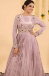 FANCY CHINON EMBROIDERY SEQUENCE WORK GOWN WITH DUPATTA FESTIVE WEAR WHOLESALE PRICE ETHNIC GARMENT (4)