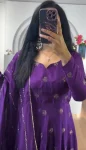 FANCY CHINON EMBROIDERY SEQUENCE WORK GOWN WITH DUPATTA FESTIVE WEAR WHOLESALE PRICE ETHNIC GARMENT (1)