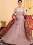 FANCY CHINON EMBROIDERY SEQUENCE WORK GOWN WITH DUPATTA FESTIVE WEAR WHOLESALE PRICE ETHNIC GARMENT (4)