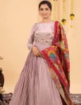 FANCY CHINON EMBROIDERY SEQUENCE WORK GOWN WITH DUPATTA FESTIVE WEAR WHOLESALE PRICE ETHNIC GARMENT (4)